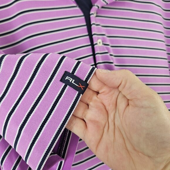 RLX Ralph Lauren Golf Polo Dry Fit Striped Club Shirt Mens SZ XXL Purple - Picture 4 of 9